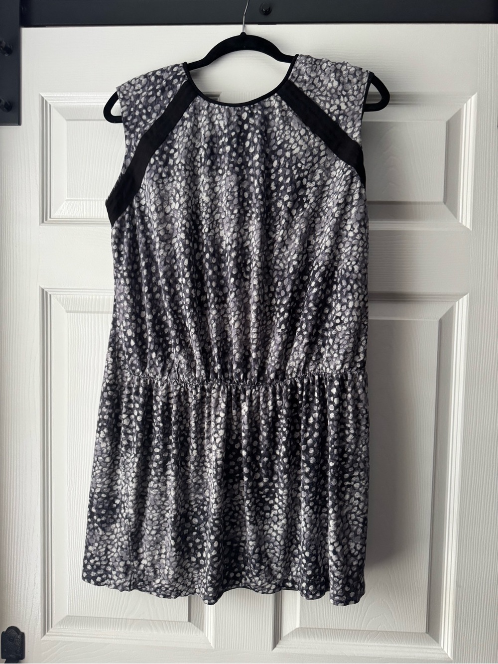 Mango Black and Gray Printed Sleeveless Mini Dress